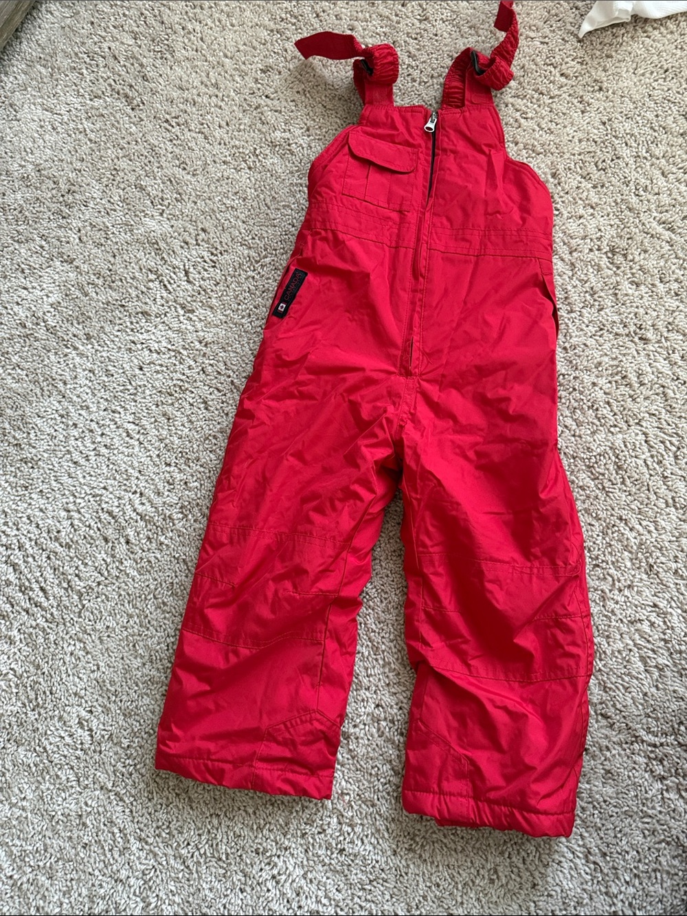 Unbranded Kids Red Insulated Snow Bibs with Adjustable Straps